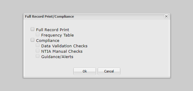 Compliance Checks Window